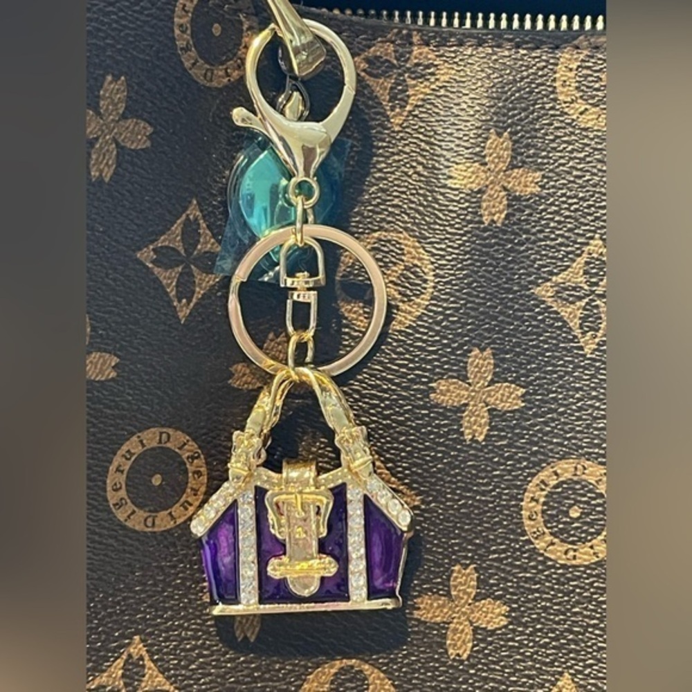 Royal Purple Luxury Designer Hand Bag Charm and keychain